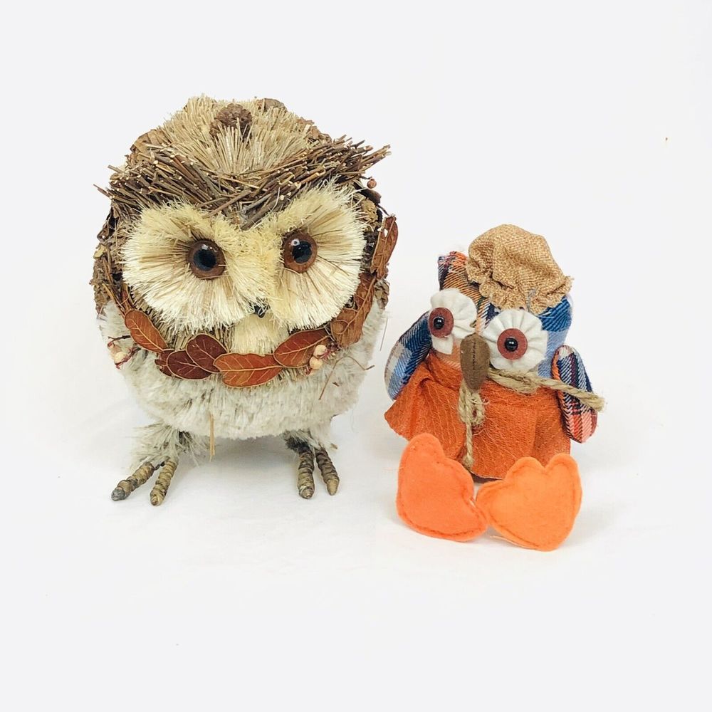 All Natural Items 10” Tall Owl And 10” Long w/feet Owl Bundle‎ NWT